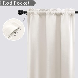 Cream White Short Curtains 24 Inch Length for Kitchen Pack 2 Panel Rod Pocket Blackout Cafe Curtain Tier Thermal Insulated Room Darkening Light Cold Blocking Small Curtains for Bedroom RV Window Beige