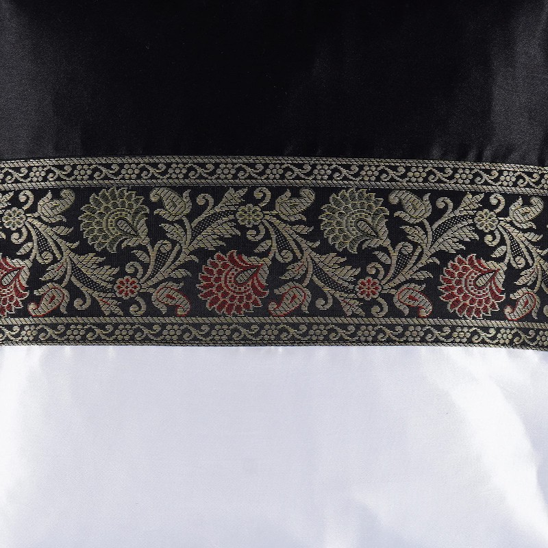 GULAAL ART Black & White Indian Brocade Soft Silky Satin