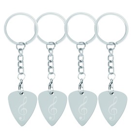 Guitar Picks Stainless Steel Guitar Pick Keychain Gift for Guitarist Music Lover Keychains Music Gifts 4 Pack