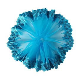 Panchitalk 3 Yards Peacock Feather Embroidery Lace Multiple Colors Tulle Trim Fabric for Sewing Wedding Dress (Sky Blue)