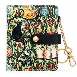 Vintage Cat Cute Wallet for Women, RFID Bifold Small Purse with Coin Pocket
