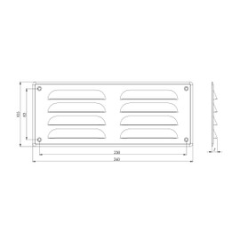 LIRAST 8x3" Vent Cover with Mesh - White AC Ventilation Register for Outdoor and Indoor - Flat Style Metal HVAC Return Air Grille for Wall and Ceiling - External Size: 10.24" x 4.13"