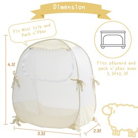 L RUNNZER Pop Up Pack N Play Tent, Baby Net to Keep Toddler in, Mini Crib Canopy for Pack and Play, See Through, Breathable & Portable