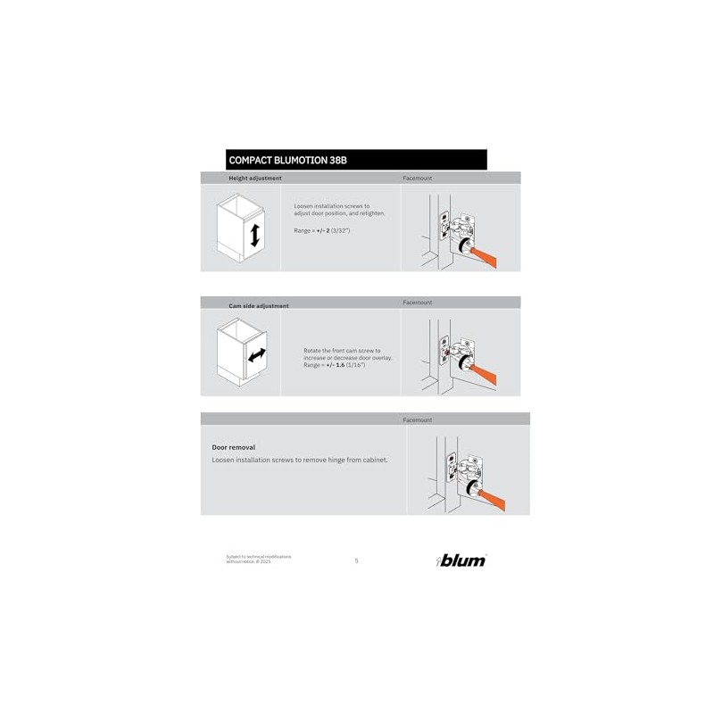 Blum Compact Bluemotion - Bisagra de superposición (1-3/8"), 2 Pairs