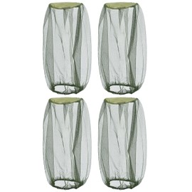 4PCS Mosquito Head Net, Extra Fine Holes Face Mesh Mosquito Net Hat, Midge Head Net for Gardening Hiking (DarkGreen)