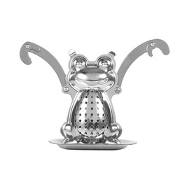 Joyzan Stainless Steel Tea Infuser, Loose Tea Leaf Mesh Strainer Teacups Leaves Steeper Filters Frog Shape Ball Diffuser Holder Drip Tray Hook Spices Seasonings Kitchen Cooking Hot Iced Filtering Brew