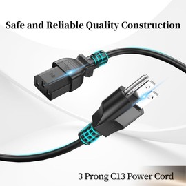CYD 3 Prong Computer Power Cable, 6FT Replacement AC Power Cord for LCD Plasma TV, Scanner, Desktop Computer, PC, Printer, Projector, Monitor Power Cable(NEMA 5-15P to IEC 320 C13), 1Pack