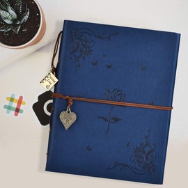 ZEEYUAN Scrapbook Album Leather Photo Album Memories DIY Scrap Book 10.8"x8.6" Large Family Photo Book Refillable 60 Pages for Anniversary Valentines Birthday Gifts(Rose Blue)