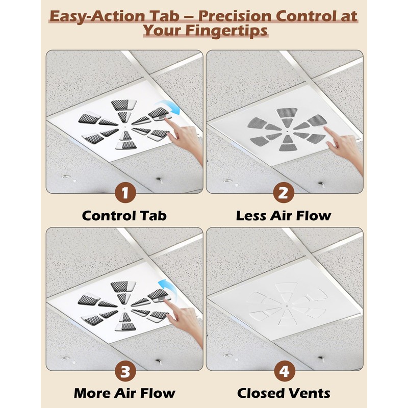 24"x24" Adjustable Ceiling Air Vent Cover – 24-Inch Square/AC/HVAC/Heat Deflector