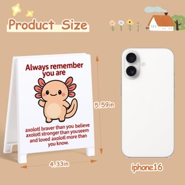 Positive Animal Axolotl Desk Sign Inspirational Emotional Support Office Home Decor Gifts for Women Girls Teens Friends Birthday Christmas Decor Gifts for Nurse Teacher Appreciation