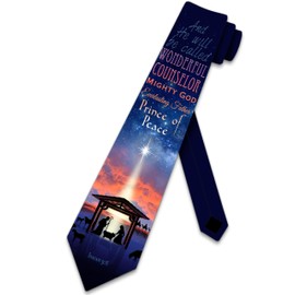 Three Rooker Christmas Ties Mens Nativity Scene Necktie Bible Verse Tie for Men Isaiah 9:6 Verse