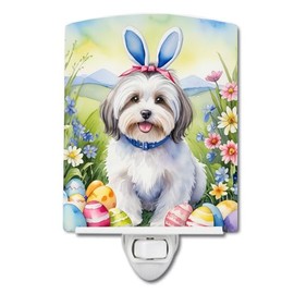 Caroline's Treasures Havanese Easter Egg Hunt Ceramic Night Light Compact, UL-Certified, Ideal for Bedroom, Bathroom, Nursery, Hallway, Kitchen, 6x4x3, Multicolor