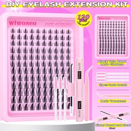 wiwoseo Manga Lash Clusters Kit Fairy Eyelash Extension Kit Anime Cluster Eyelash Extensions D Curl Lashes Clusters Spike Individual Lashes Natural Look with Lash Bond and Seal Waterproof (8-16MM)