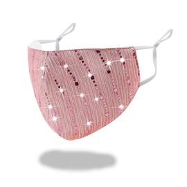 MLGDA Sparkly Sequins Face Cover Glitter Cotton Sequin Masc Masquerade Face Covering (C-light pink 1)
