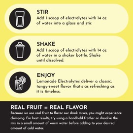 JUST INGREDIENTS Lemonade Electrolytes Drink Mix - Coconut Water, Sea Salt, Trace Minerals - 30 Servings