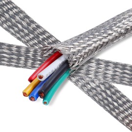 SUNNAREPOON Tinned Copper Wire Shielding Sleeve, Expandable Ground Strap Wiring Braided Sleeving Metal Mesh Sheathing Cabling Wiring Protector (5/16inch - 12ft)