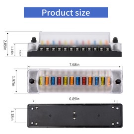 Cuchilla de caja de fusibles de 12 vías de 12 V, portafusibles de 12 voltios, sin indicador LED, cubierta resistente a la humedad, con camión de tierra de 12 vías, portafusibles positivos