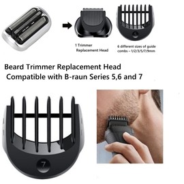 Beard Trimmer Replacement Head Compatible with Braun Series 5，6 and 7 .1/2/3/5/7/9mm 6pcs Comb Trimming Attachment, for Electric Shavers 5018s5020s6075cc 7071cc7075cc7085cc7020s，5050cs6020s 6072cc