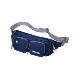 WATERFLY Riñonera de tamaño grande para hombres, mujeres, viajes o correr caminando (azul oscuro)
