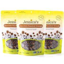 Jessica’s Chocolate Hazelnut Granola - Handmade, Non-GMO, Gluten-Free, Whole Grain, 11oz (3 Pack)