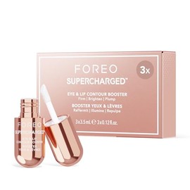 FOREO SUPERCHARGED Eye & Lip Contour Booster - Sérum facial con niacinamida - Antiarrugas - Skincare para contorno de ojos y relleno de labios - Tamaño viaje - 3 cápsulas x 3,5 ml