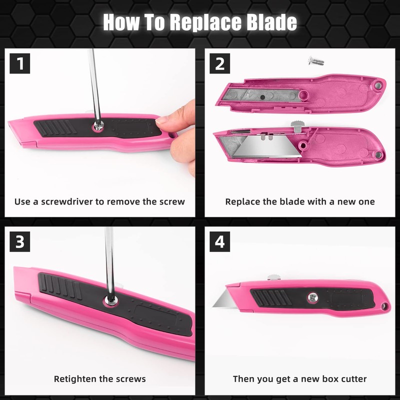 DIYSELF 2 Pack Box Cutter Retractable Heavy Duty Utility Knife,