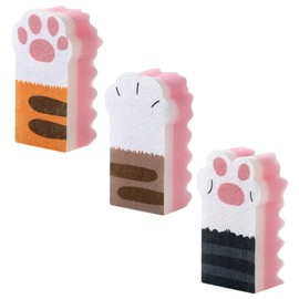 Kitchen Scrub Cat Paw: Non Scratch Dishwashing Sponge Cute Cat Paw Shape Heavy Duty Scrub Pad for Cleaning 3pcs