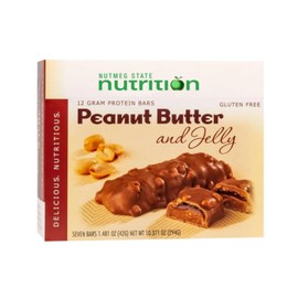 Nutmeg State Nutrition - High Protein Diet Bars, Gluten Free, Low Cholesterol, Low Sodium, Low Sugar, Ideal Protein Compatible, 7 Servings Per Box (Peanut Butter & Jelly)