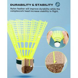 HIRALIY 24 Pack Nylon Badminton Shuttlecocks Birdies, Baseball/Softball Batting Training High Speed Badminton Balls with Stable & Durable, Ideal Hitting Practice for Youth Players Indoor and Outdoor