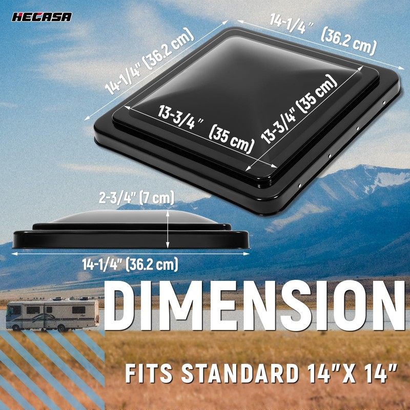 HECASA Black 14" RV Roof Vent Cover Compatible with Ventline