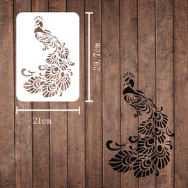 FINGERINSPIRE Peacock Stencil Peacock Drawing Painting Stencils Plastic Rectangle Peacock Stencil Reusable DIY Decorative Peacock Stencil Template for Painting on Walls Furniture Crafts Home Decor
