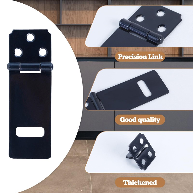 GTILE 6 Pcs Lock Hasp Latch, 3 Inches Black Padlock