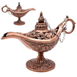INHEMING Genie Lamp Aladdin, Mini Aladdin Miracle Lamp, Magic Lamp, Metal Carved Decoration, Genie Oil Lamp, Classic Decorative Items, Zinc Alloy - 11.5 x 4 x 7.5 cm