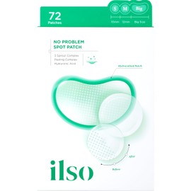 ilso No Problem Spot Patch, 72 Patches in 3 Sizes, Hydrocolloid Acne & Pimples Patches with Hyaluronic Acid and Niacinamide to reduce acne, White dots absorbed, Korean Skincare