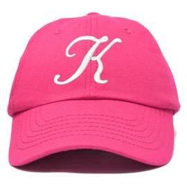 DALIX Initial Hat Letter K Hot Pink Womens Baseball Cap Monogram Embroidered