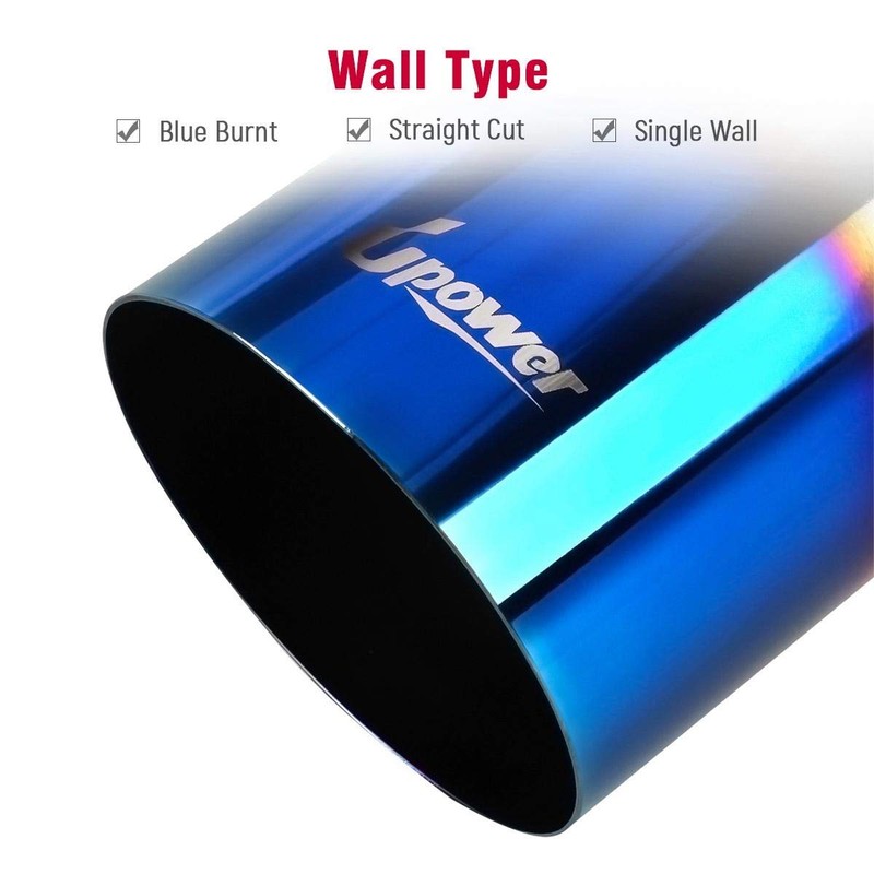 Upower Blue Burnt Exhaust Tip 2.5" Inlet 4" Outlet 9"