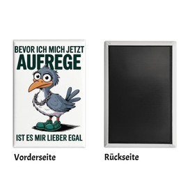 Bird with Big Eyes Souvenir Magnet - Lieber egal Funny Souvenir Magnet with Saying for Office or Kitchen