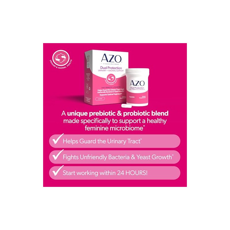 AZO Dual Protection, Urinary + Vaginal Support, Prebiotics and Probiotics