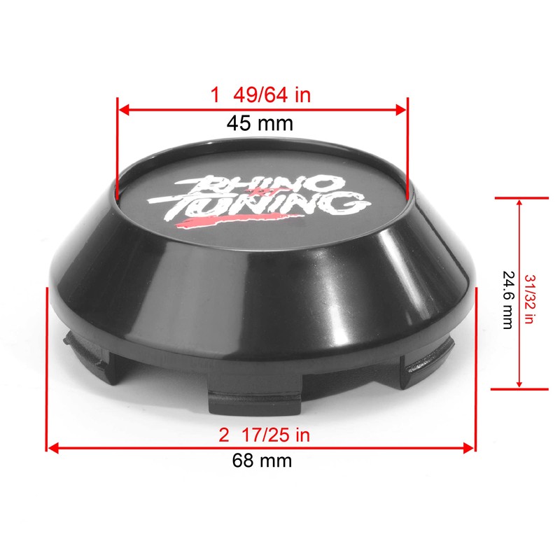 RTRHINOTUNING 4 PCS 68mm/2.68 Inch Wheel Center Caps OD: 2.68"(68