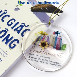 Just One More Chapter Flower Resin Book Ornaments, Book Ornament, Bookworm Ornament, Books Themed Ornaments Gifts, Dried Flowers Wall Decor, Book Lover Ornaments for Women (Transparent - Booktrovert)