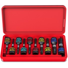 Aiourx 10 Piece 1/2" Drive Impact Torx Bit Socket Set, T25 - T80, Impact Star Bit Socket Set, CR-MO Steel, Automotive Machinery Repair Bicycle Servicing and Furniture Assembly