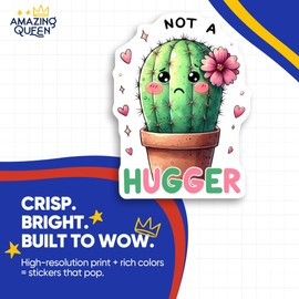 Cactus Stickers - 2 Pack - 5" Wide Design - Adheres to Laptops, Tumblers, and More - Made in The USA - AQS0907