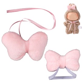 2pcs Pink Bows for 6.7in Doll Clothes, Cute Sweet Plush Doll Accessories Bows Soft Dolls Outfits Accessories Creative Costume Gifts for Dolls Only Included Bow