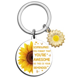 UYBEPU Inspirational Sunflower Keychain Inspirational Gifts for Women Thinking Of You Gifts for Friends Coworker Sunflower Gift for Women Encouragement Gift for Womens Birthday Keyring