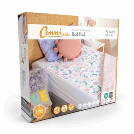 Conni Kids Reusable Bed Pad, Absorbent, Waterproof and Washable Protector Pad for Toilet Training and Youth Incontinence, Flower Print, 95 x 85 cm