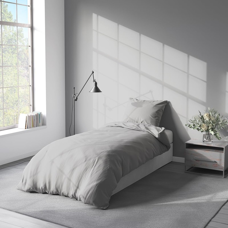 Visaggio Bed Linen 135 x 200 cm Grey Microfibre Plain