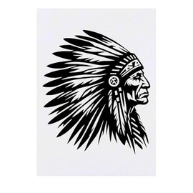 'Native American Indian Chief' Temporary Tattoo - Water Resistant, Skin-Safe, Non-Toxic Transfer (TO00085421)