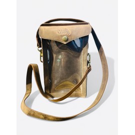 THE BIKERZ New Improved Motorcycle Leather Magnetic Tank Bag Phone Pouch with Sling Belt, fits the Cell Phone under 6 Inch Touch Screen with Enhanced Magnetic Strength & Improved Base Material