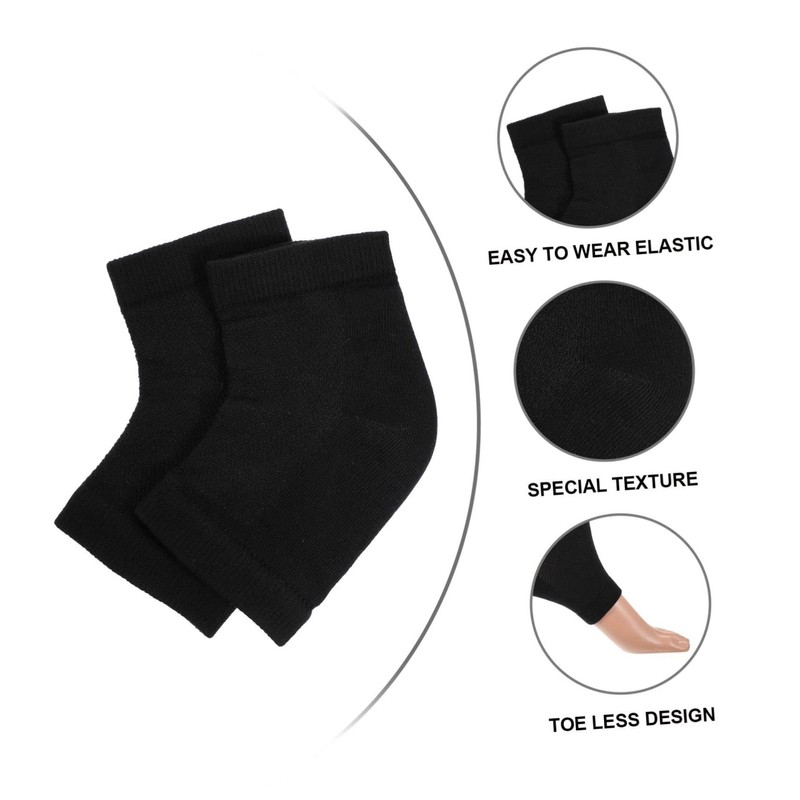 PACKOVE 4 Pairs Heel Moisturizing Gel Socks Open Toe Design