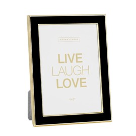 Torre & Tagus Banks Boutique Single Picture Frame with Velvet Easel - Premium Black and Gold Metal Photo Frame with Anti-Tarnish Coating for Table Top or Wall Display, 4x6, Black/Gold